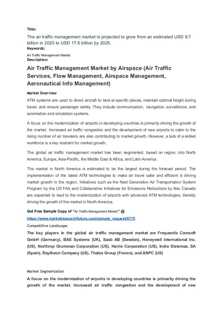 Air Traffic Management Market by Product and Geography - Forecast and Analysis 2021-2027 3 airtrafficmanagementmarketresearchreport globalforecasttill2023 211115094635 thumbnail 4