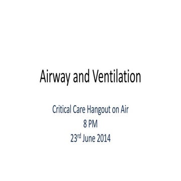 Airway and ventilation | Critical Care Hangout
