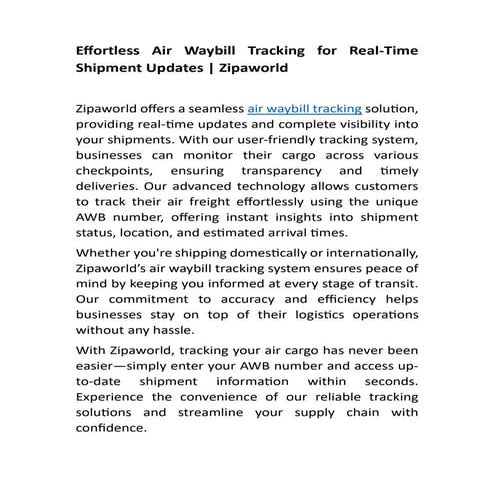 Effortless Air Waybill Tracking for Real-Time Shipment Updates ...