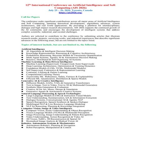 15th International Conference on Soft Computing, Artificial ...