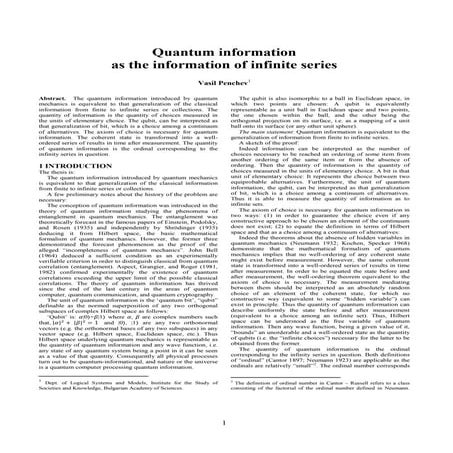 Quantum information as the information of infinite series