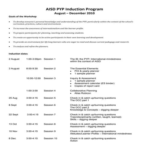 Aisd pyp induction program 10 11
