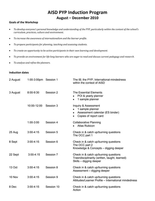 Aisd pyp induction program 10 11