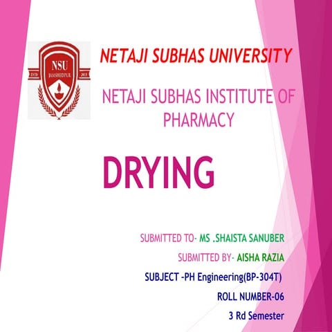 DRYING PHARMACEUTICAL ENGINEERING B PHARM 4TH SEM .pptx