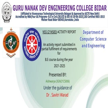NSS.pptx for Engineering activity report during be course | PPTX
