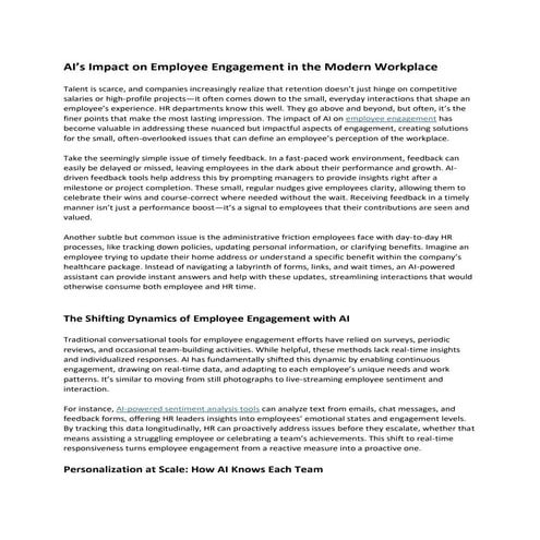 AI’s Impact on Employee Engagement in the Modern Workplace
