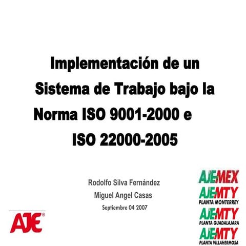 PRESENTACIÓN ISO 22000 SISTEMA DE GESTION DE INOCUIDAD | PPT