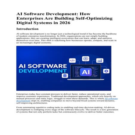 AI Software Development in 2026: Building Self-Optimizing Digital ...