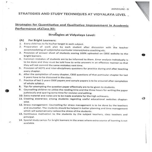 Aissce strategies at_vidyalaya_level