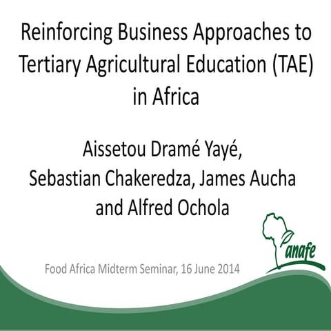  Food and Nutrition Security in Africa, Reinforcing Business Approaches to Te...
