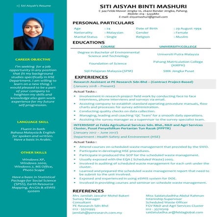 Environment Officer/ HSE Officer/ Research Assistant