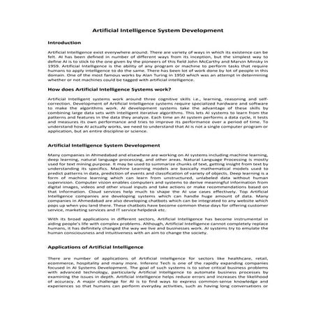 Ai systems development