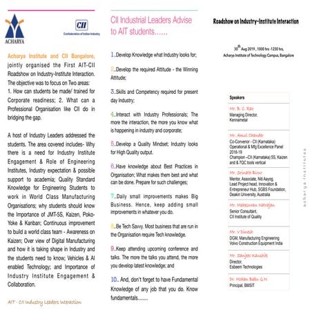 AIT - CII Industry-Institute Interaction 2019 ....