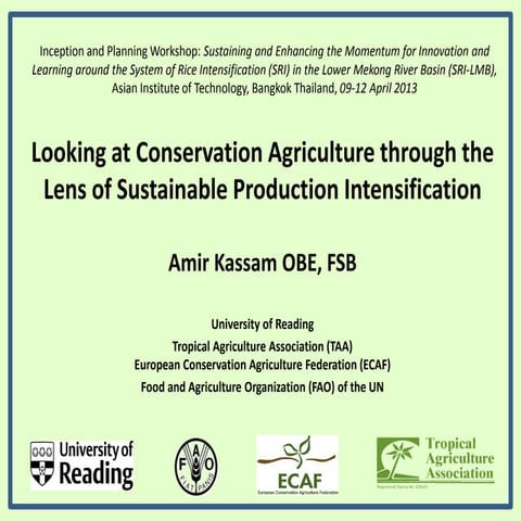 Conservation Agriculture & SRI for climate change adaptation and food security 