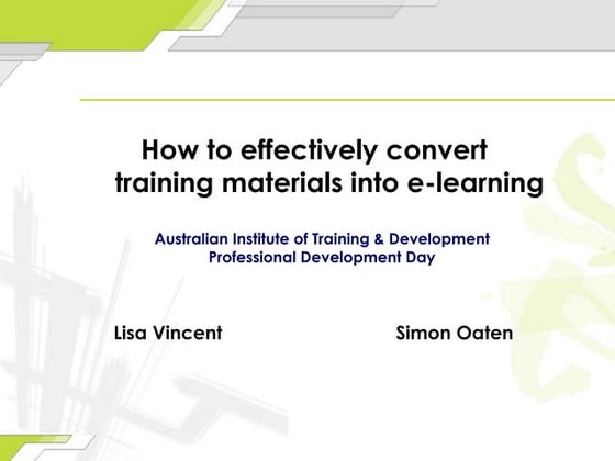 Converting materials to eLearning - Key Considerations