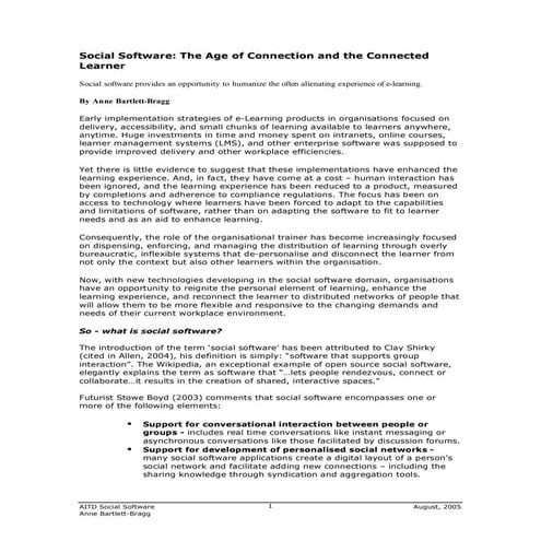 Social Software: The Age of Connection and the Connected Learner