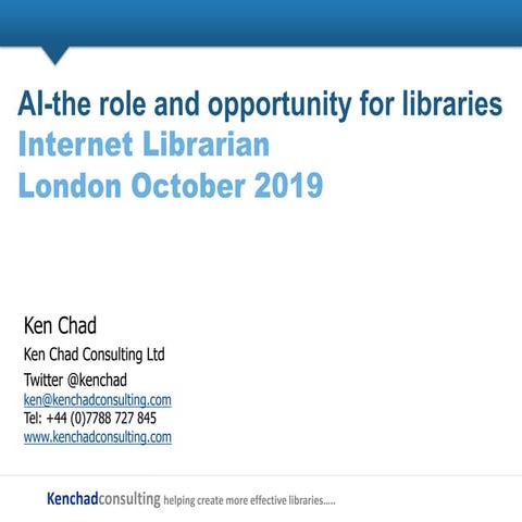 AI - the role and opportunity in libraries