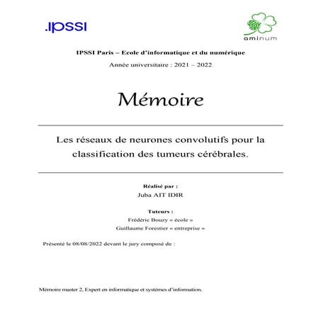 Les réseaux de neurones convolutifs pour la classification des tumeurs ...