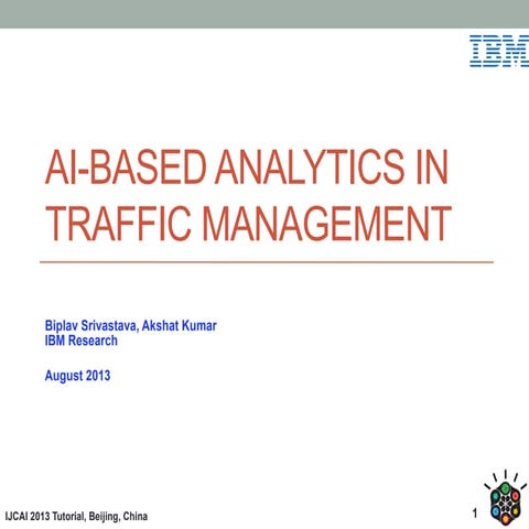 Tutorial on AI-based Analytics in Traffic Management