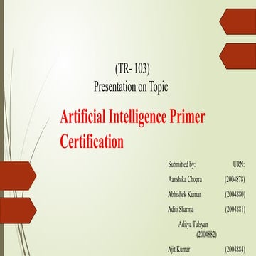 Artificial Intelligence Introduction training
