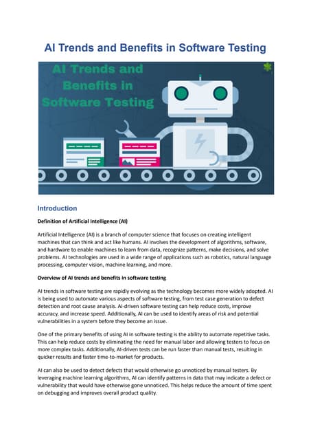 AI Trends and Benefits in Software Testing