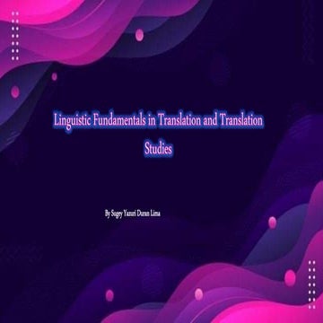 Linguistic Fundamentals in Translation and Translation Studies