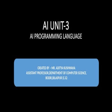 Comprehensive Overview of AI Programming Languages: LISP and PROLOG | PPTX