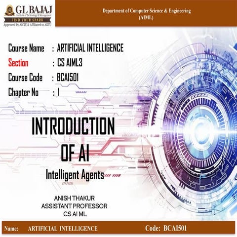AI UNIT 1 -P2 Intelligent Agents.pptx (AKTU 5th Sem) | PPTX