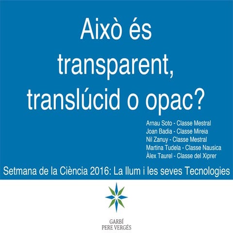 Això és transparent, translúcid o opac 