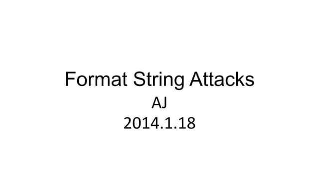 [MOSUT] Format String Attacks