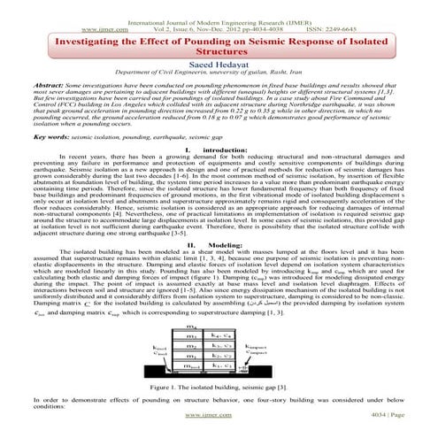 Investigating the Effect of Pounding on Seismic Response of Isolated  Structures