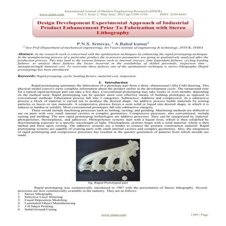 Design Development Experimental Approach of Industrial Product Enhancement Pr...