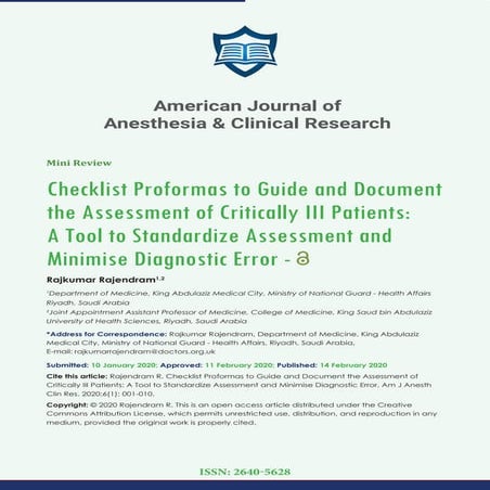 American Journal of Anesthesia & Clinical Research