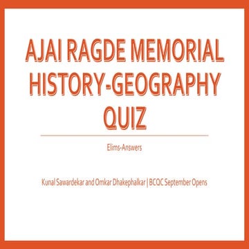 Elims: BCQC's Ajai Ragde Memorial History-Geography Quiz by Kunal Sawardekar ...
