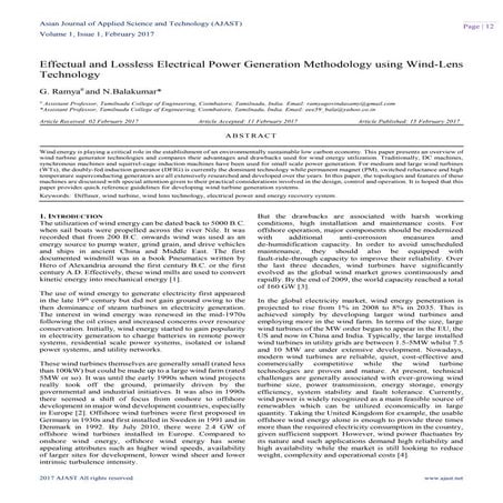 Effectual and Lossless Electrical Power Generation Methodology using Wind-Len...