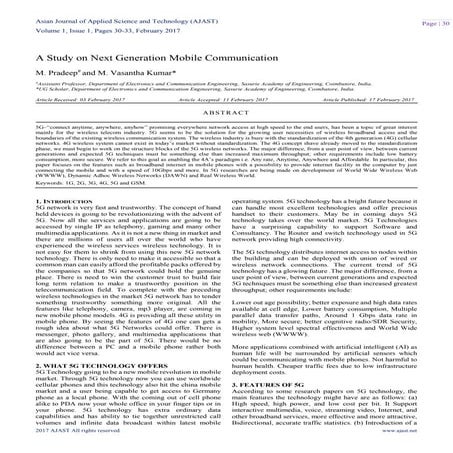 A Study on Next Generation Mobile Communication