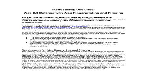 Ajax Fingerprinting Filtering Wth Mod Security2