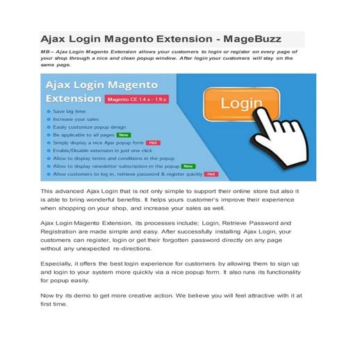 Ajax login magento extension