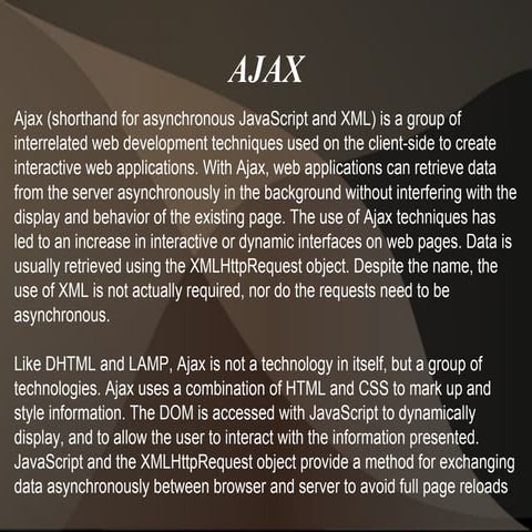 Ajax ppt | PPT | Web Design and HTML | Internet
