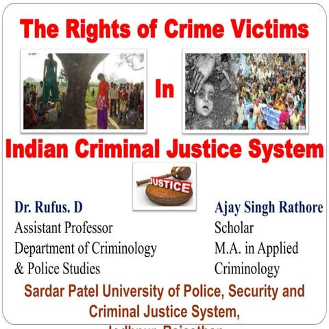 The Rights of Crime Victims In Indian Criminal Justice System | PPTX