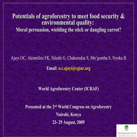 Clifford Ajayi - Potentials of agroforestry to meet food security & environme...
