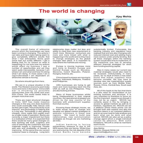 The world is changing - Article by Ajay Mehta | PDF