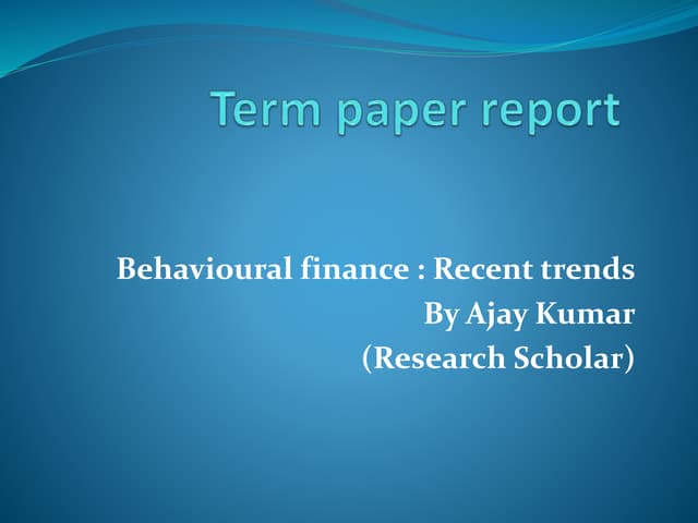 behavioral finance:theories, issues and challenges 