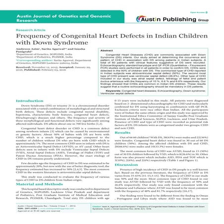 Austin Journal of Genetics and Genomic Research