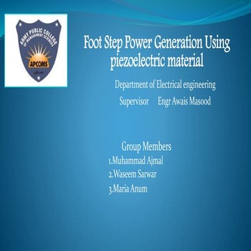 Foot Step Power Generation Using piezoelectric material