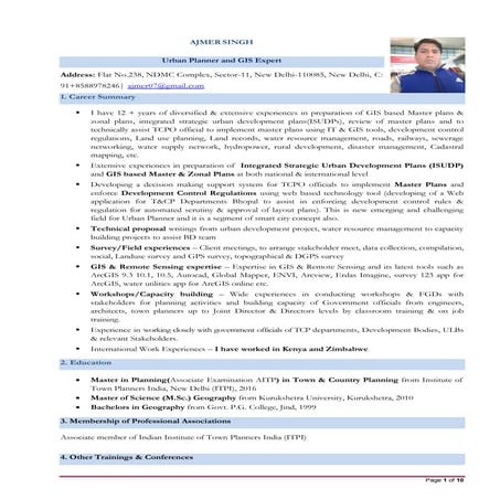 Ajmer singh CV- Urban Planner & GIS expert