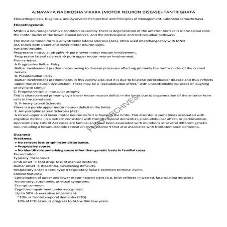 MOTOR NEURON DISEASE (AJNAVAHA NADIKOSHA VIKARA) by Saket
