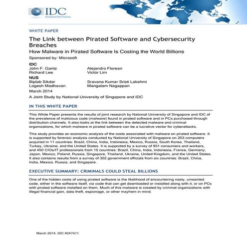 A Joint Study by National University of Singapore and IDC