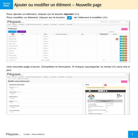 Pégase (logiciel pour le personnel administratif d'un collège) : Créer ...