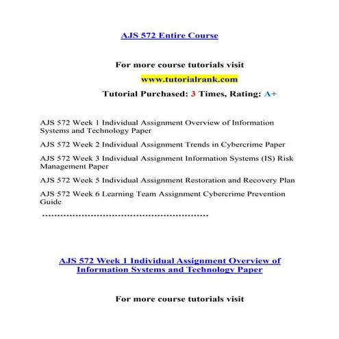 AJS 572  Effective Communication - tutorialrank.com